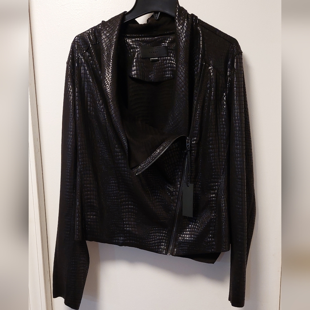 NWT BLANKNYC Irongirl Croc Print Lightweight Moto Jacket - Picture 4 of 14
